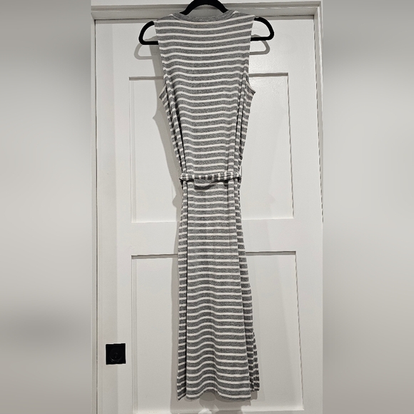 Banana Republic Gray and White Sleeveless Belted Sheath Maxi Dress - Picture 3 of 7
